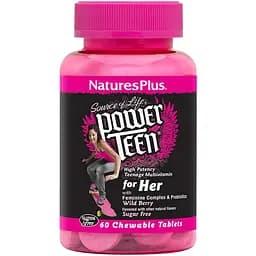 Витамины и минералы Natures Plus Power Teen for Her 60 жевательных таблеток Лесная ягода