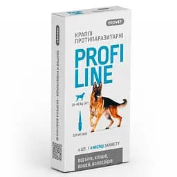 Капли ProVET Profiline для собак 20-40 кг 4 пипетки по 3.0 мл инсектоакарицид