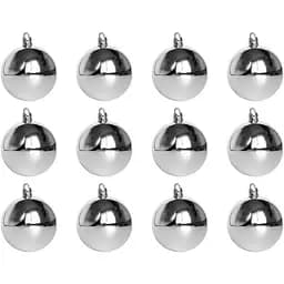 Набір ялинкових куль 12 шт D6 см сріблястий глянець пластик (250256)