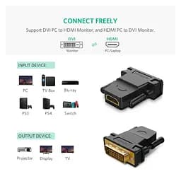 Перехідник DVI 24+1 M to HDMI F black Ugreen (20124) - мініатюра 3