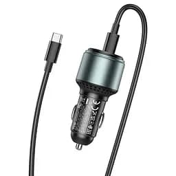 Адаптер автомобильный - АЗП 3 порта HOCO NZ9 95W Galloper + Type-C to Type-C кабель - комплект серый