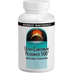 Піколінат хрому Source Naturals Ultra Chromium Picolinate 500 mcg Yeast-Free, 60 таблеток для підтримки рівня цукру в крові