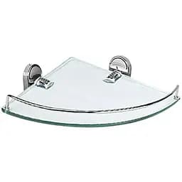 Полка стеклянная угловая с ограничителем Zerix Z1621-1 ZX0533, Хром