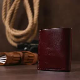 Класичне шкіряне портмоне Shvigel 16505 бордове - мініатюра 8