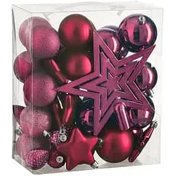 Ялинкові кулі та прикраси House of Seasons пластикові 6-8/20 см 40 шт. фуксія (8720967923649)