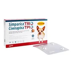 Таблетки Сімпаріка Трио для собак от блох и клещей 1.3-2.5 кг 3 шт. (10024331)