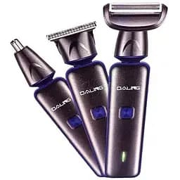 Акумуляторна машинка Daling DL-9236 3 в 1 чоловічий триммер для бороди носа та волосся 5Вт Сірий/Синій