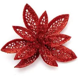 Ялинкова іграшка на кліпсі Квітка Devilon 13 см червоний метал тканина (004904)