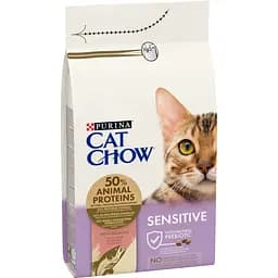 Уцінка. Сухий корм для котів Cat Chow Sensitive з чутливою шкірою та травленням з лососем 1.5 кг (394131)  - мініатюра 3