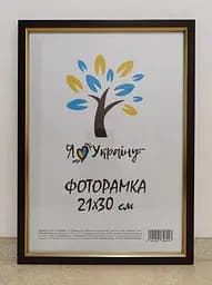 Фоторамка 21Х30, (А4), вишневая с золотой вставкой, 1511-х054-2, СТЕКЛО + КАРТОН