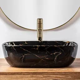 Умивальник Rea Belinda 33,5x46,5 black marble shiny (REA-U8907), Глянцева - мініатюра 4