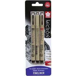 Набор лайнеров Pigma Micron 2 шт (0.3/0.5) +1 линер-маркер Pigma Graphic в подарок Черный Sakura