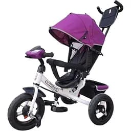 Триколісний велосипед Best Trike 3390-37-633 з надувними колесами фарою USB та пультом бордовий