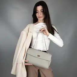 Сумка шкіряна жіноча Virginia Conti 03835 сіра на застібці - мініатюра 2