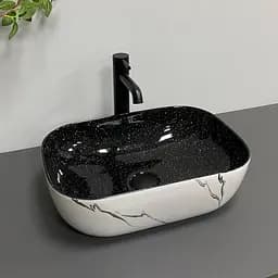 Умивальник VBI Ravenna white black marmo накладний VBI-011230, Чорний матовий - мініатюра 2