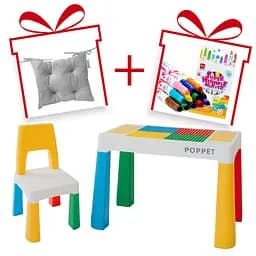 Комплект Poppet Столик Color Yellow 5 в 1 + Стілець + Подушка на стілець + Набір фломастерів (PP-002Y-G)