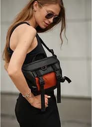 Женская сумка бананка Sambag Dynamicdart черно-оранжевая 38 × 21 × 7 см (80411129)