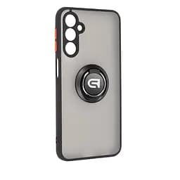 Чехол с кольцом-держателем для Samsung Galaxy A15 5G (A156)/A15 4G (A155), Frosted Matte Ring, черный, защитная панель с матовой задней стенкой, противоударный чехол с защитой всего корпуса, TPU + поликарбонат (PC), с защитой камеры