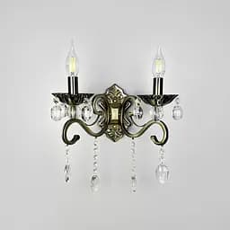 Бра подсвечник Line F на 2 лампы с хрустальными подвесками в бронзовом корпусе Арт. 6071/2 AB