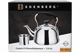 Заварювальний чайник Edenberg EB-18051 1,0 л із фільтром нержавіючої сталі Сріблястий - мініатюра 3