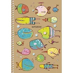 Тетрадь для записей Student А5, в клеточку, спираль, 96 л., Морские жители (A5-SC-096-6116K)