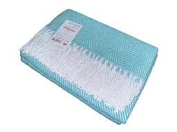 Плед бавовняний Vladi Валенсія Паркет 170х200 біло-м'ятний