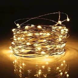 Гирлянда Роса Нить 50 LED на батарейках 5 м Тепло белый