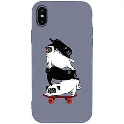 Чохол-накладка Toto Matt TPU 2 mm Print Case Apple iPhone X/XS #51 Mops Skate Lavander Grey