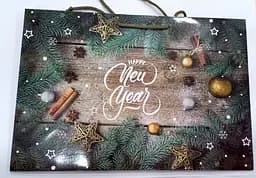 Пакет подарочный "Новогодний" 5053 цветной, большой горизонтальный 36 х 25 х 8,5см Вид 4