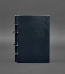 Шкіряний блокнот на кільцях (софт-бук) 9.0 з твердою синьою обкладинкою