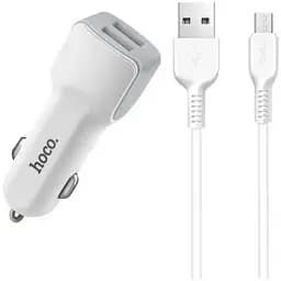 Автомобільний зарядний пристрій Hoco Z23 grand style dual-port car charger with Micro 2USB 2.4A Білий