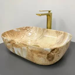 Умивальник VBI Ravenna brown onyx glossy накладний VBI-011223, Коричневий - мініатюра 4