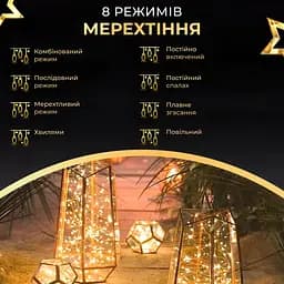 Гірлянда Роса нитка 1000 LED довжина 100 м з пультом від мережі зелена, жовтий GarlandoPro 1000L100MGY - мініатюра 24