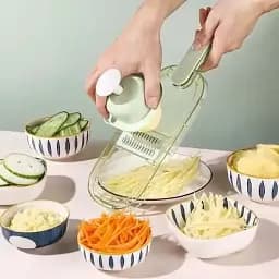 Терка-овочерізка Nicer Slicer 223-2 ручна 4в1 слайсер для нарізки овочів і фруктів з контейнером Green (16518) - мініатюра 4