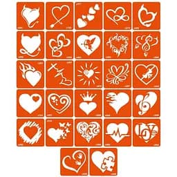 Набор трафаретов для био-тату C - сердечки Fresh Tattoo c_simple_5x5_27_1