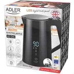 Електрочайник Adler AD 1345 black 1850-2200Вт/1.7л/STRIX/встановлення температури/(AD1345B)