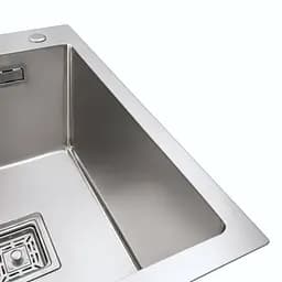 Кухонна мийка Platinum Handmade HSB 400x500x230 нержавійка (квадратний сифон 3,0/1,0), Нержавіюча сталь - мініатюра 3