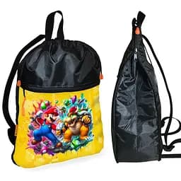 Рюкзак-мішок для взуття, спортивної форми Супер Маріо «Super Mario» дитяча сумка для змінки з розширювачем (01307)