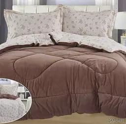 Постільна білизна Laura Grand 4 сезони QM-4-08 комбінована - зимова велюр євро комплект Коричневий