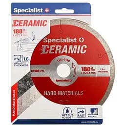 Диск алмазний Specialist+ Ceramic для плитки 180x1.8x25.4/8 мм (11/2-3180)
