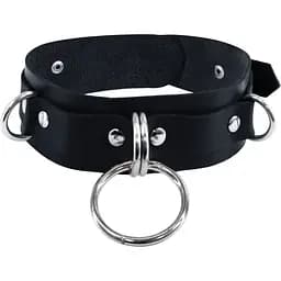Нашийник для фіксації з натуральної шкіри Feral Feelings - D-Rings Black