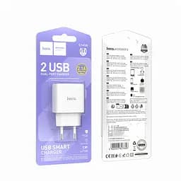 Мережевий зарядний пристрій Hoco C141A 2 USB білий - мініатюра 5