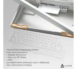 Клавиатура игровая механическая беспроводная Ajazz AK-650B Black RGB Flying Fish Switch Hot-Swap 2.4G/Bluetooth/USB - мініатюра 10
