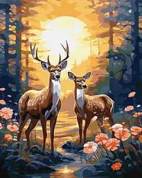 Набор для росписи по номерам Грациозные олени, 40x50 см, КНО6602