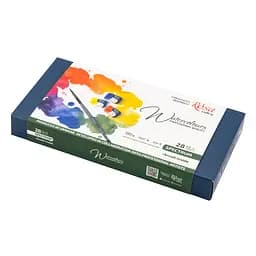 Набор акварельных красок с кистью SPECTRUM 25×2.5 мл кювета Индиго металлический пенал Rosa Gallery