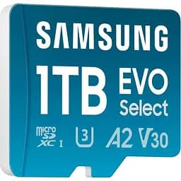 Карта пам'яті Samsung EVO Select microSDXC 160MB/s Full HD & 4K UHD, UHS-I, U3, A2, V30 1Tb + SD-adapter (MB-ME1T0SA/AM)
