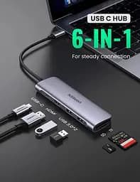 Розгалужувач - хаб Ugreen CM195 Usb-C to 2 Ports Usb3.0-A Hub + HDMI + TF / SD (UGR-70411) сірий - мініатюра 7