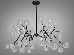 Велика люстра в зал "Світлячок", люстра чорного кольору на 54 лампи