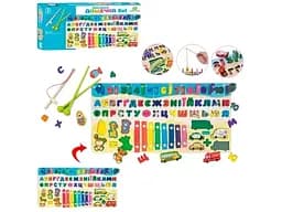 Дерев'яна дошка-сортер Tree Toy 6 в 1 з магнітною риболовлею і ксилофоном