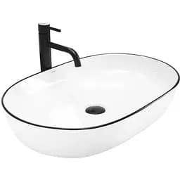 Умивальник Rea Cleo 61 накладний white black edge REA-U6210, Білий